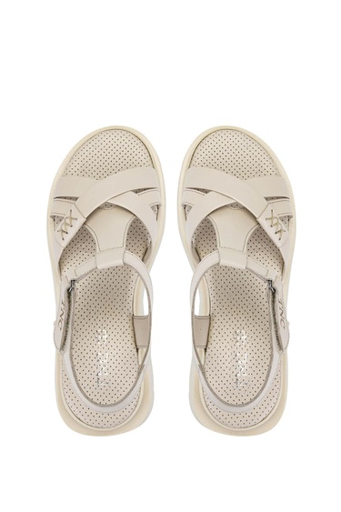  Tamer Tanca Kadın Hakiki Deri Bej Düz Sandalet