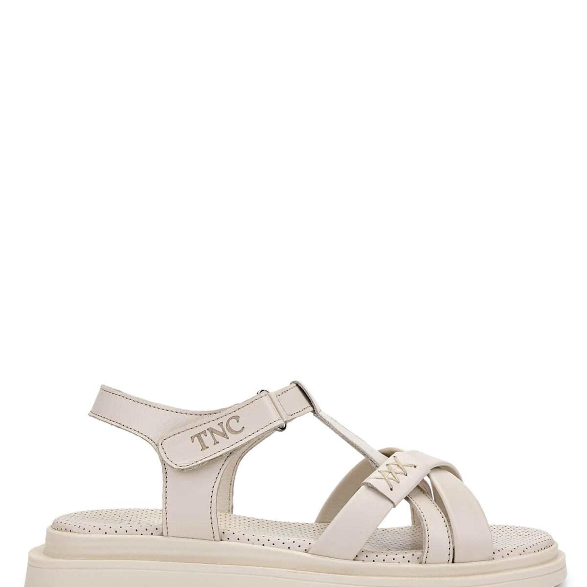 Tamer Tanca Kadın Hakiki Deri Bej Düz Sandalet