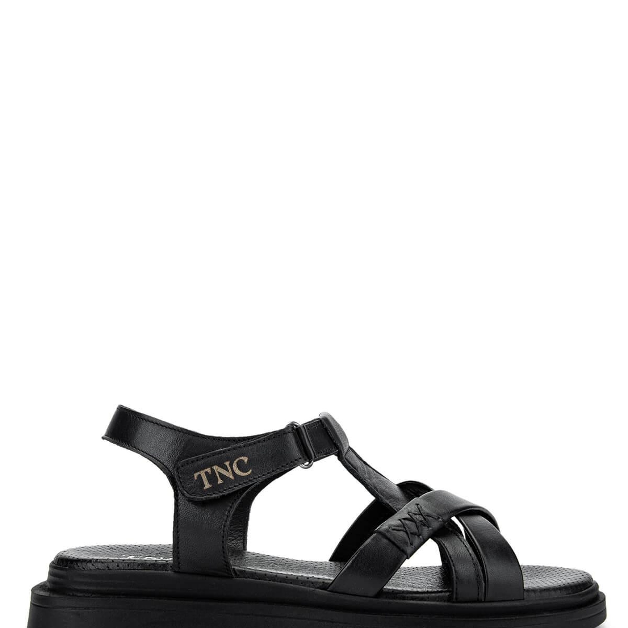 Tamer Tanca Kadın Hakiki Deri Siyah Deri Düz Sandalet