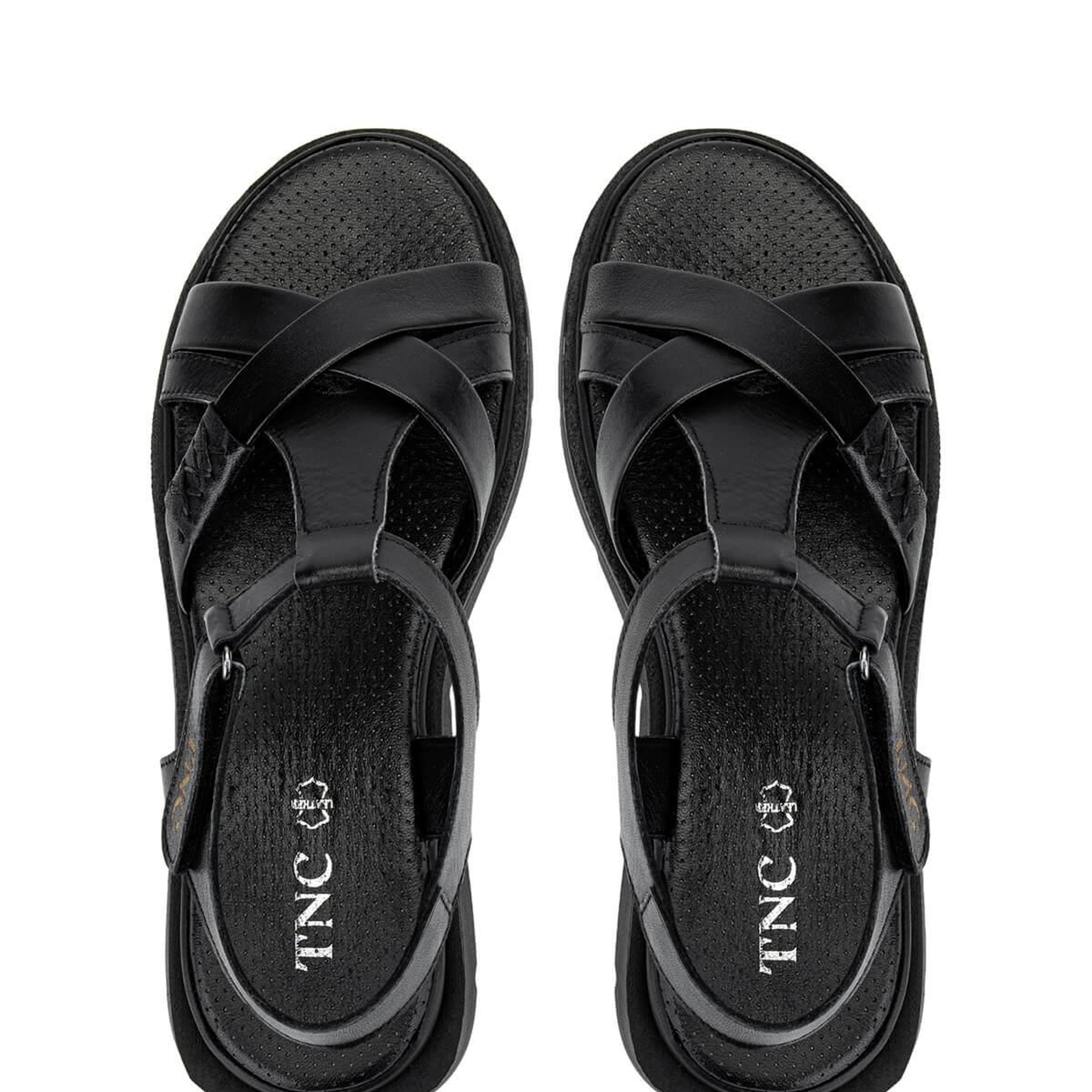 Tamer Tanca Kadın Hakiki Deri Siyah Deri Düz Sandalet