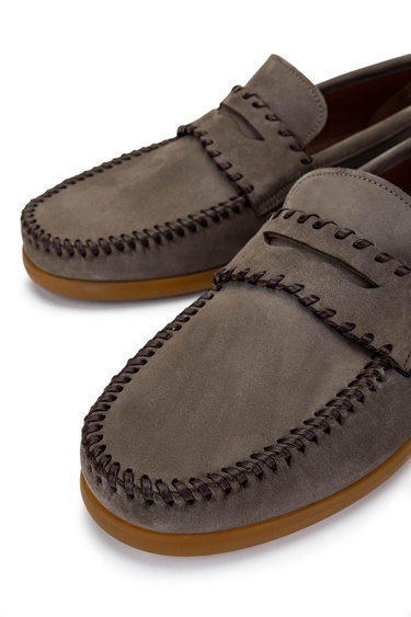  Tamer Tanca Erkek Hakiki Deri Vizon Nubuk Loafer Ayakkabı