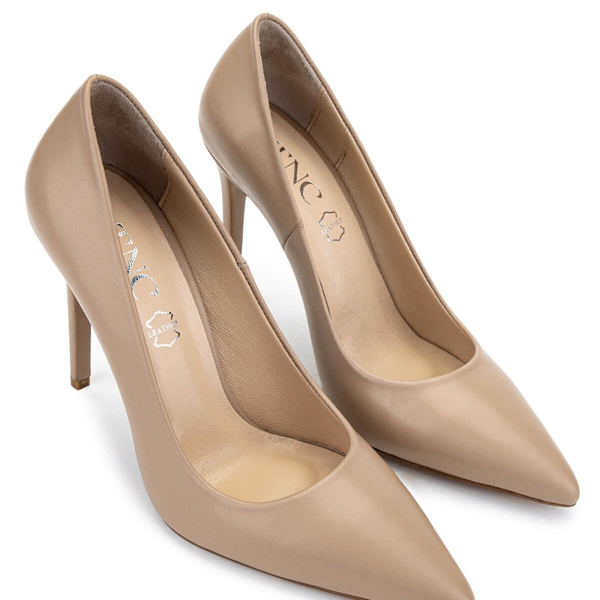 Tamer Tanca Kadın Hakiki Deri Bej Topuklu Ayakkabı
