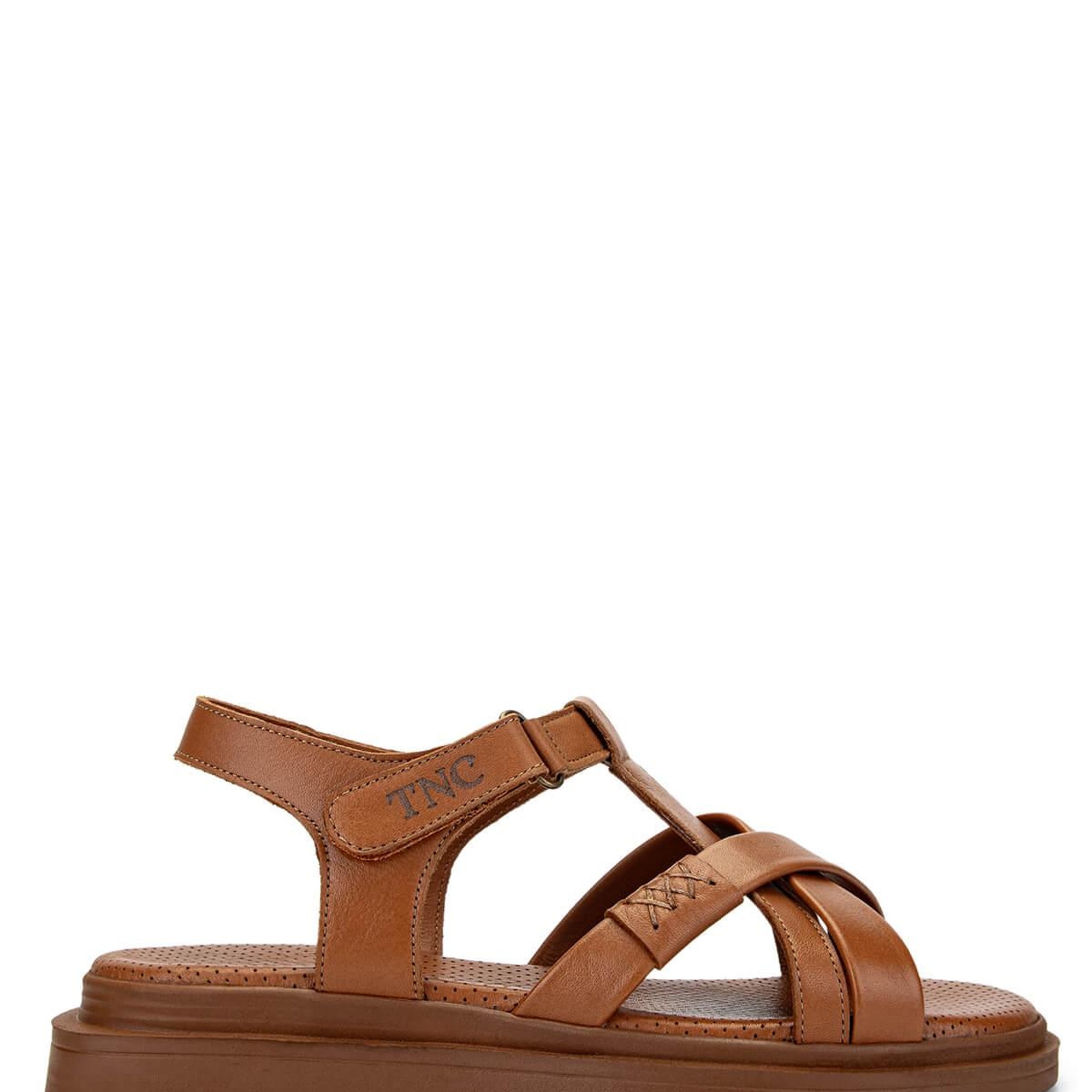 Tamer Tanca Kadın Hakiki Deri Taba Deri Düz Sandalet