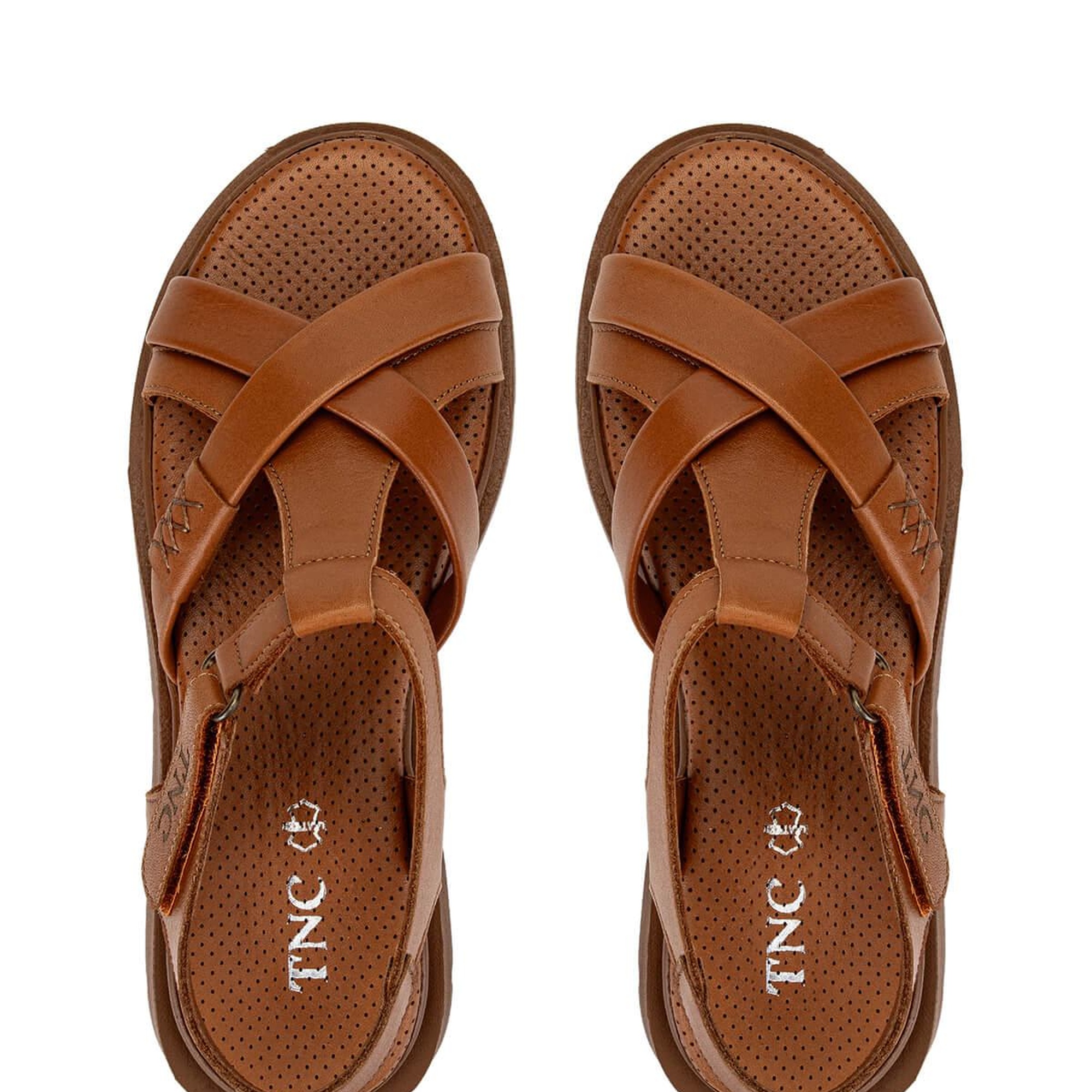 Tamer Tanca Kadın Hakiki Deri Taba Deri Düz Sandalet