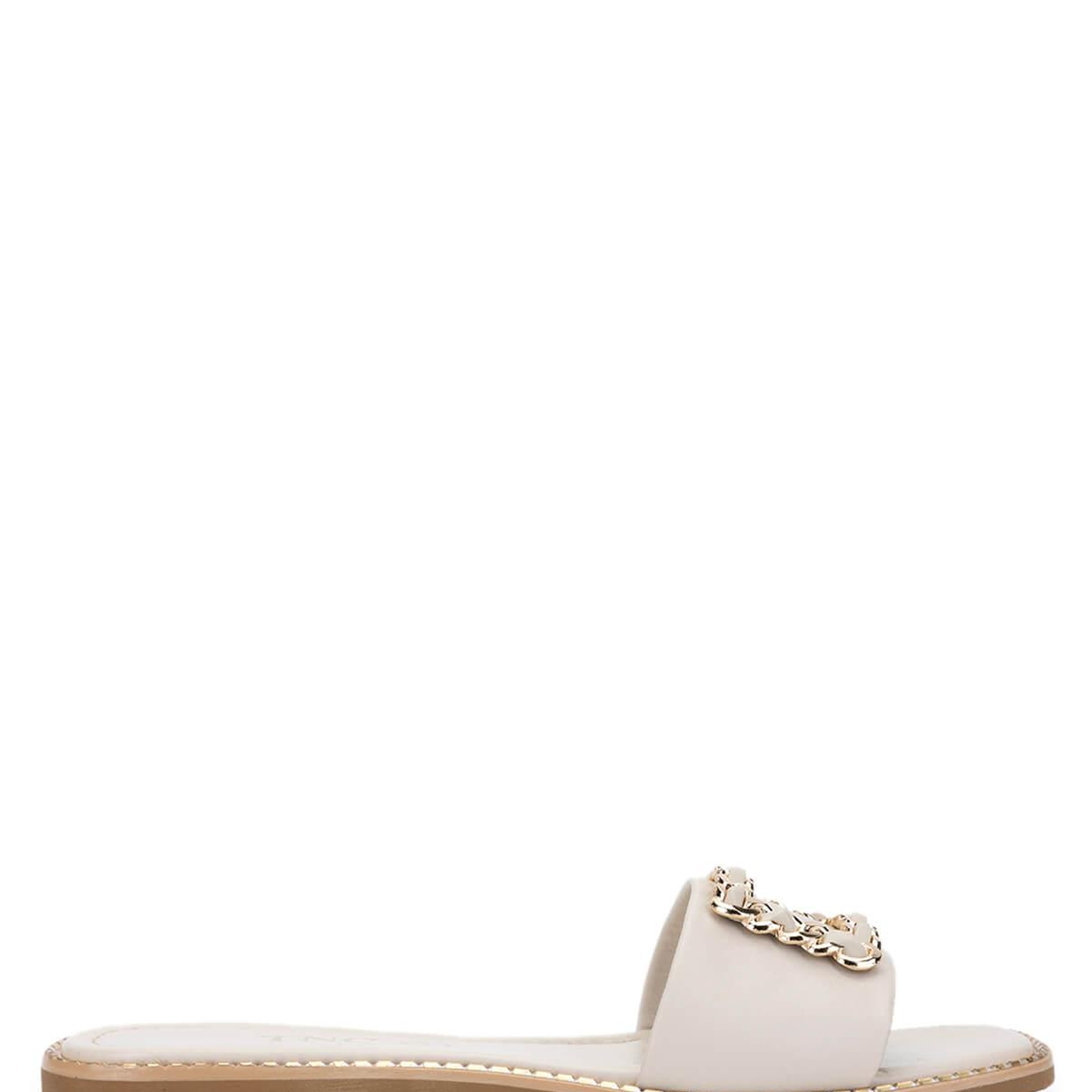 Tamer Tanca Kadın Hakiki Deri Kırık Beyaz Düz Terlik