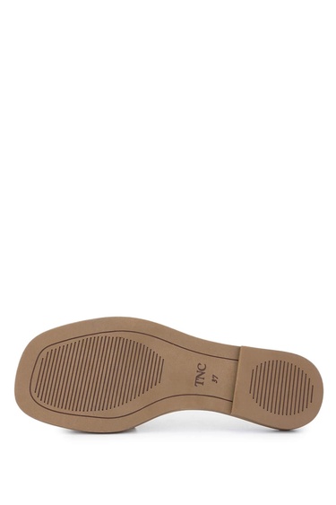  Tamer Tanca Kadın Hakiki Deri Kırık Beyaz Düz Terlik