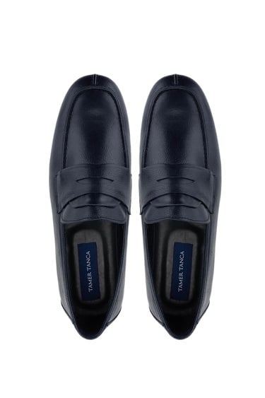  Tamer Tanca Erkek Hakiki Deri Lacivert Loafer Ayakkabı