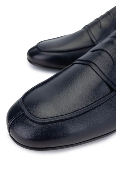  Tamer Tanca Erkek Hakiki Deri Lacivert Loafer Ayakkabı