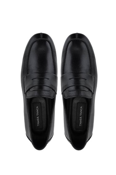  Tamer Tanca Erkek Hakiki Deri Siyah Deri Loafer Ayakkabı