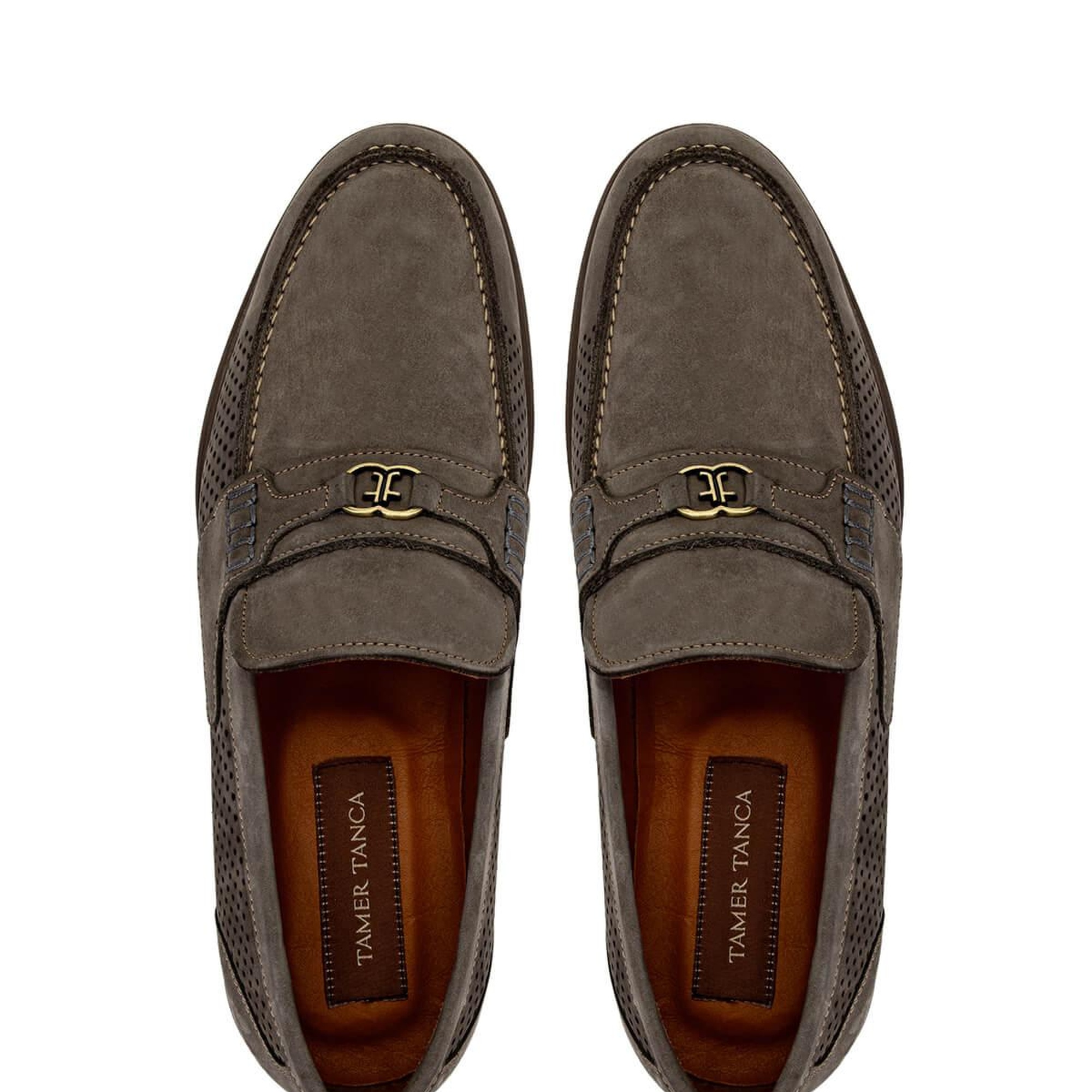 Tamer Tanca Erkek Hakiki Deri Vizon Nubuk Loafer Ayakkabı