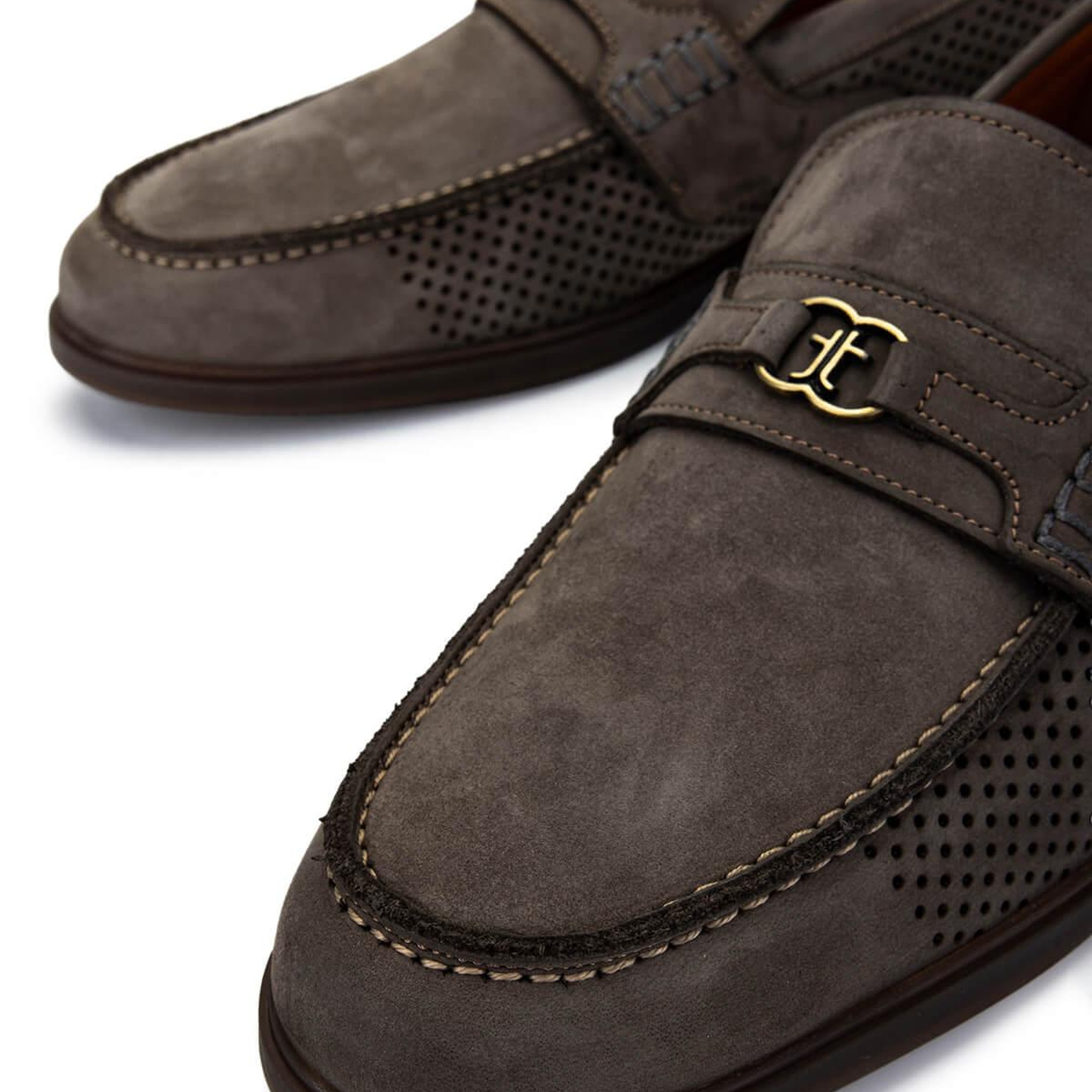 Tamer Tanca Erkek Hakiki Deri Vizon Nubuk Loafer Ayakkabı