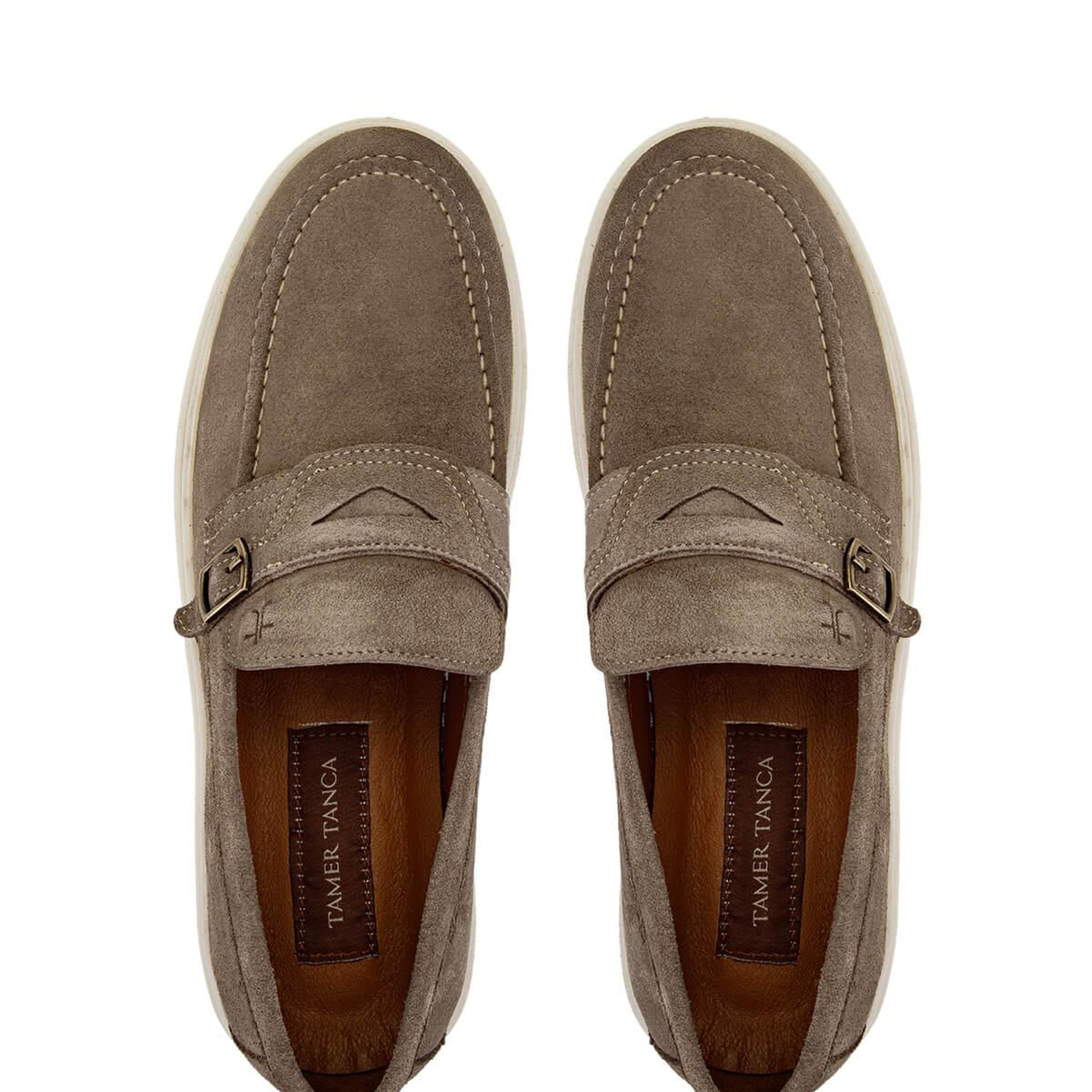 Tamer Tanca Erkek Hakiki Deri Bej Süet Loafer Ayakkabı
