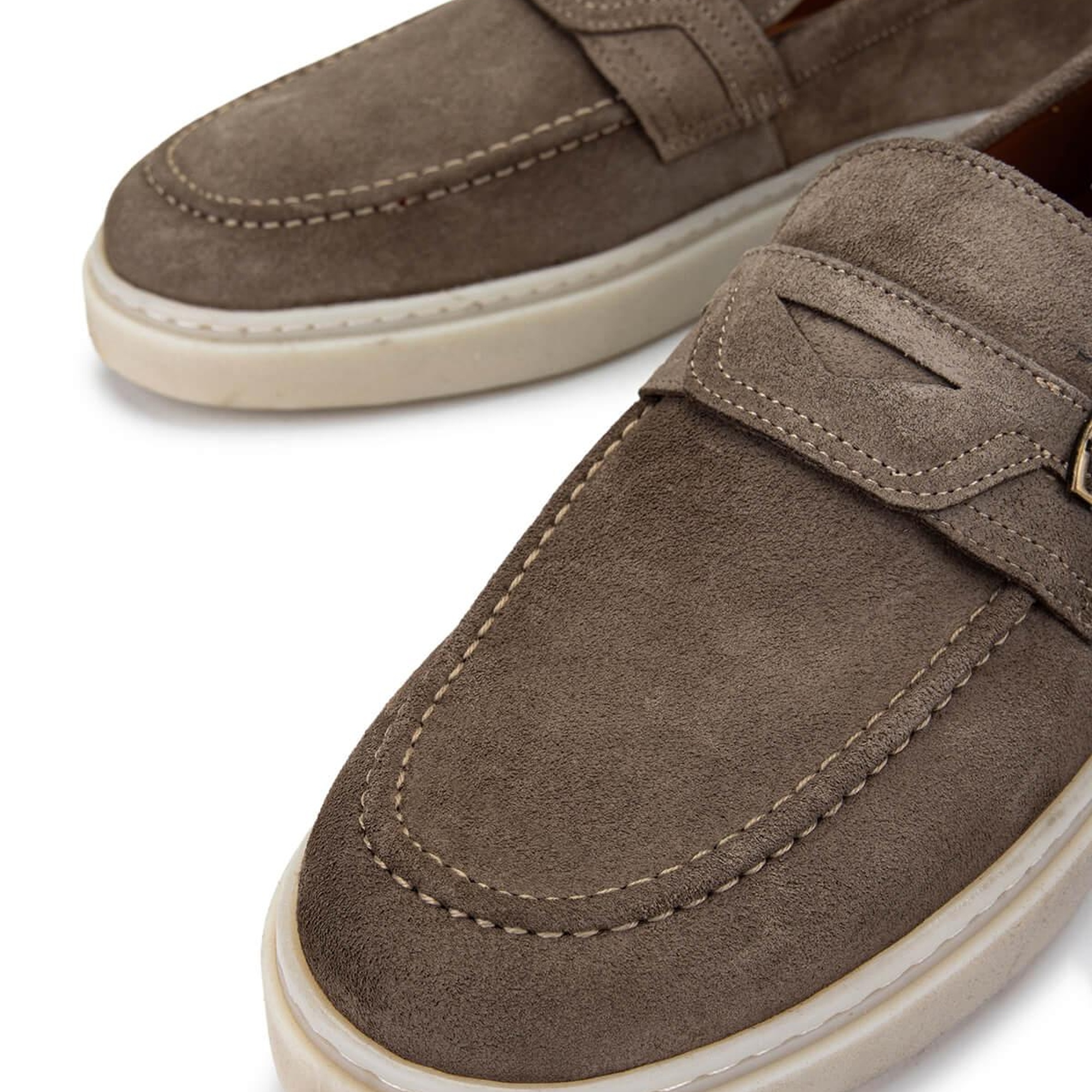 Tamer Tanca Erkek Hakiki Deri Bej Süet Loafer Ayakkabı