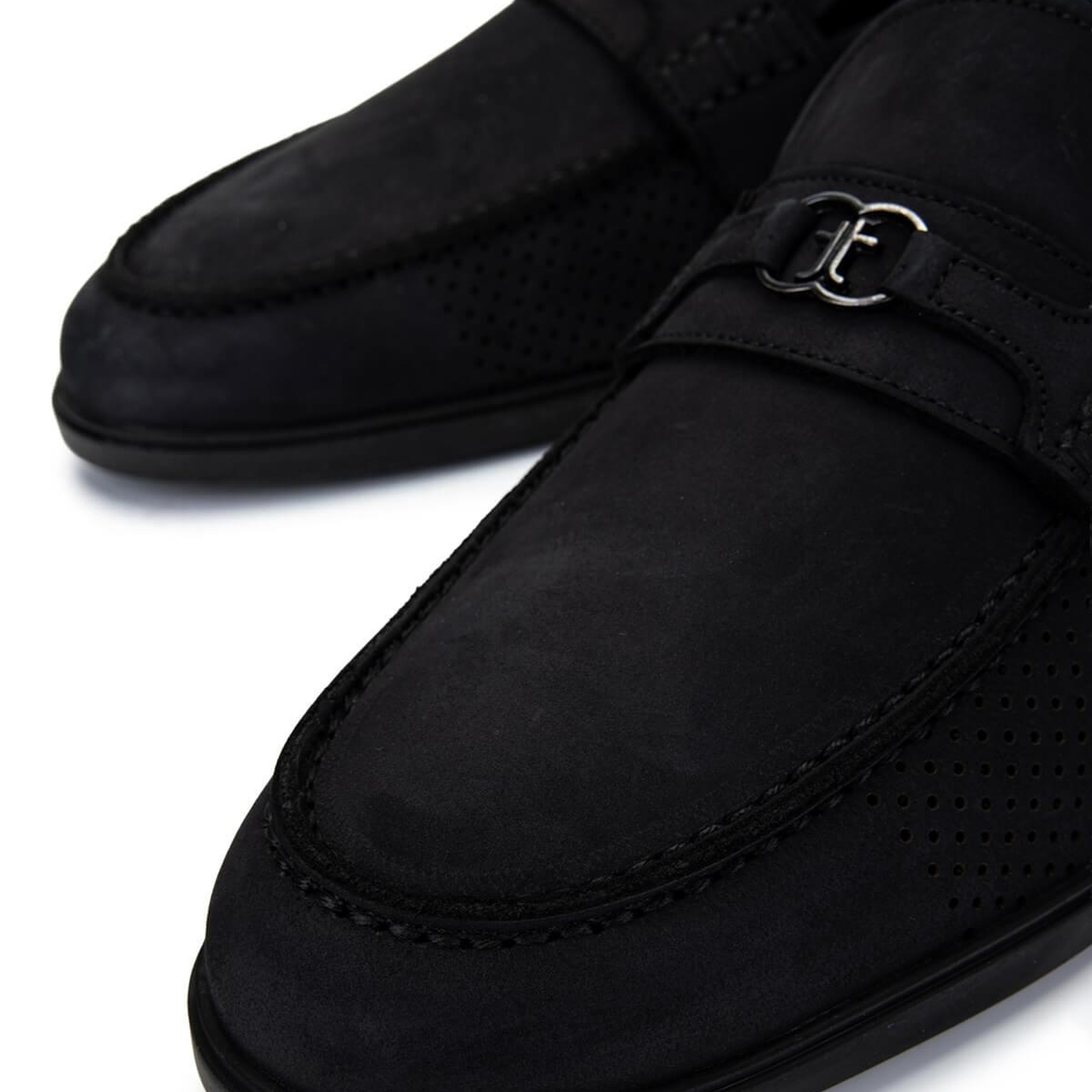 Tamer Tanca Erkek Hakiki Deri Siyah Nubuk Loafer Ayakkabı