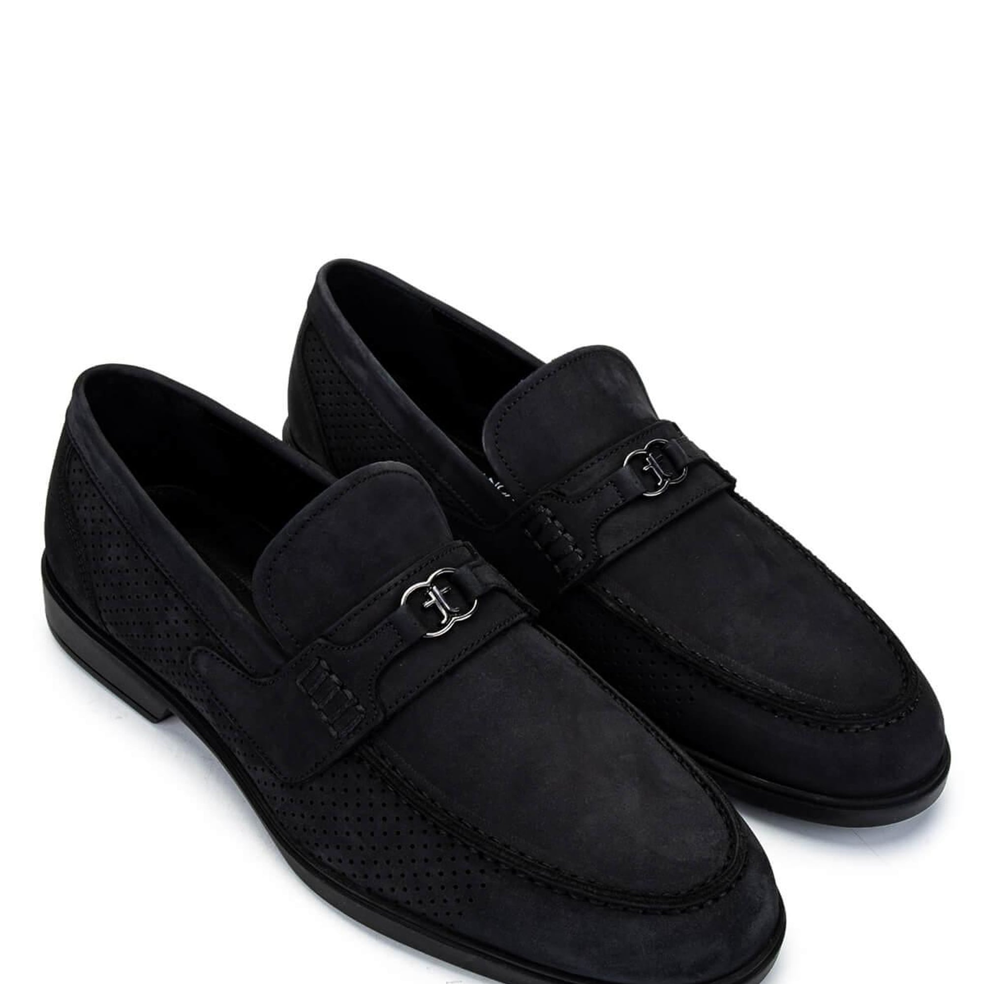 Tamer Tanca Erkek Hakiki Deri Siyah Nubuk Loafer Ayakkabı