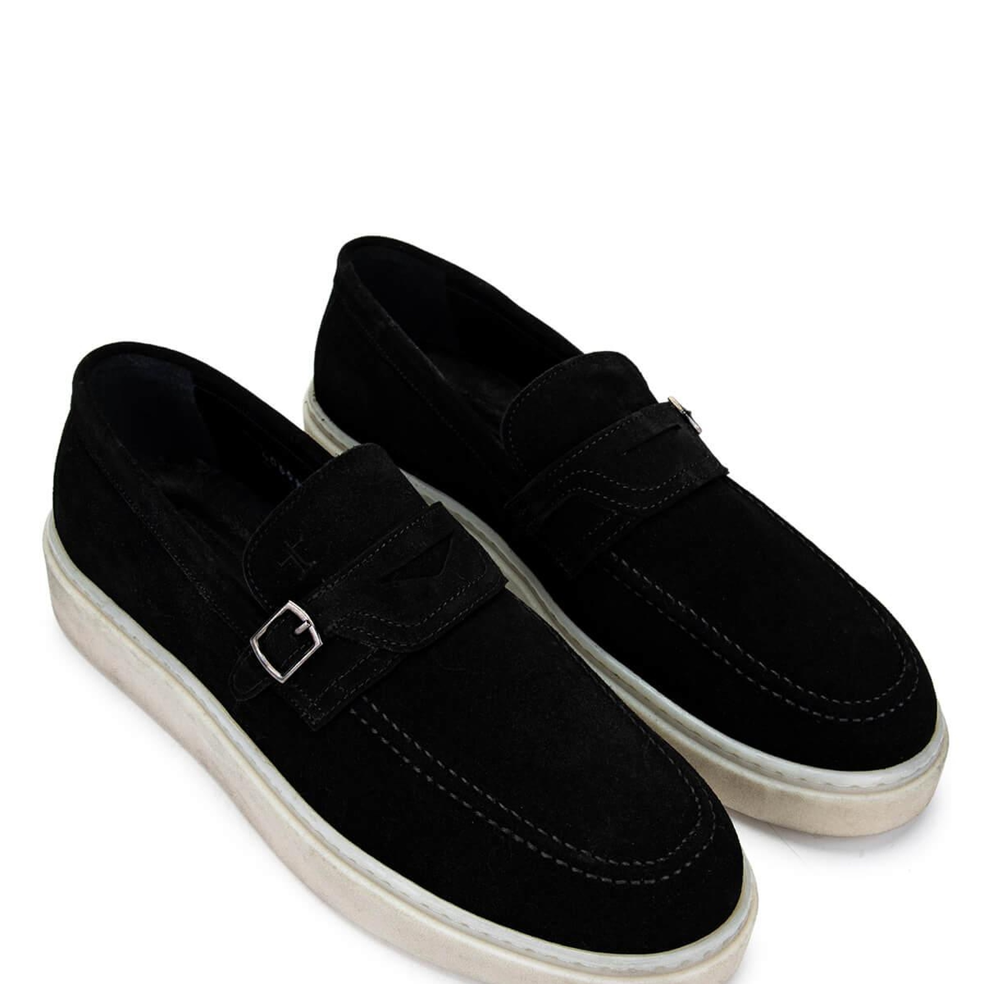 Tamer Tanca Erkek Hakiki Deri Siyah Süet Loafer Ayakkabı