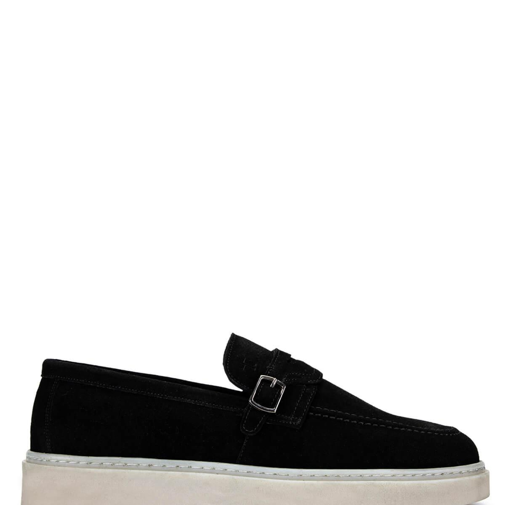 Tamer Tanca Erkek Hakiki Deri Siyah Süet Loafer Ayakkabı