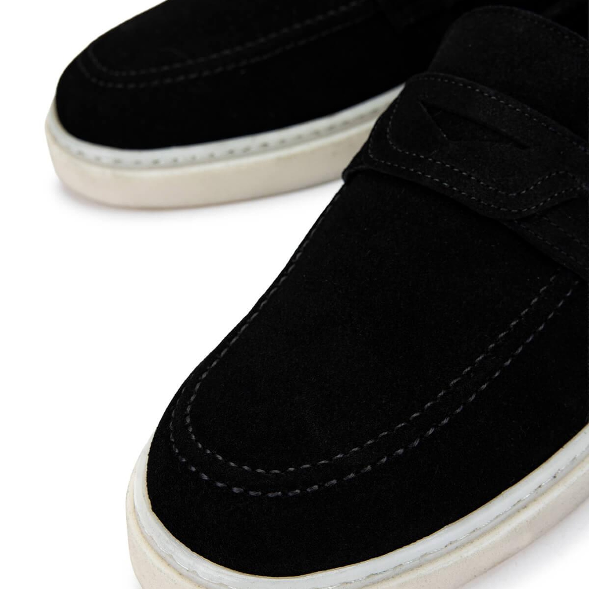 Tamer Tanca Erkek Hakiki Deri Siyah Süet Loafer Ayakkabı