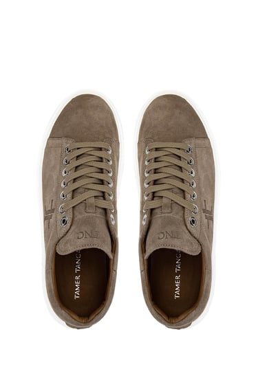  Tamer Tanca Erkek Hakiki Deri Bej Süet Sneakers & Spor Ayakkabı