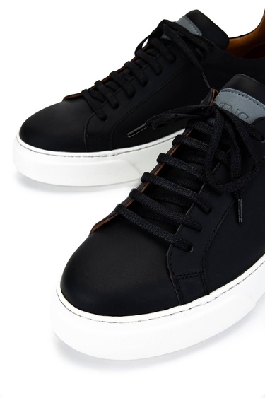  Tamer Tanca Erkek Hakiki Deri Siyah Sneakers & Spor Ayakkabı