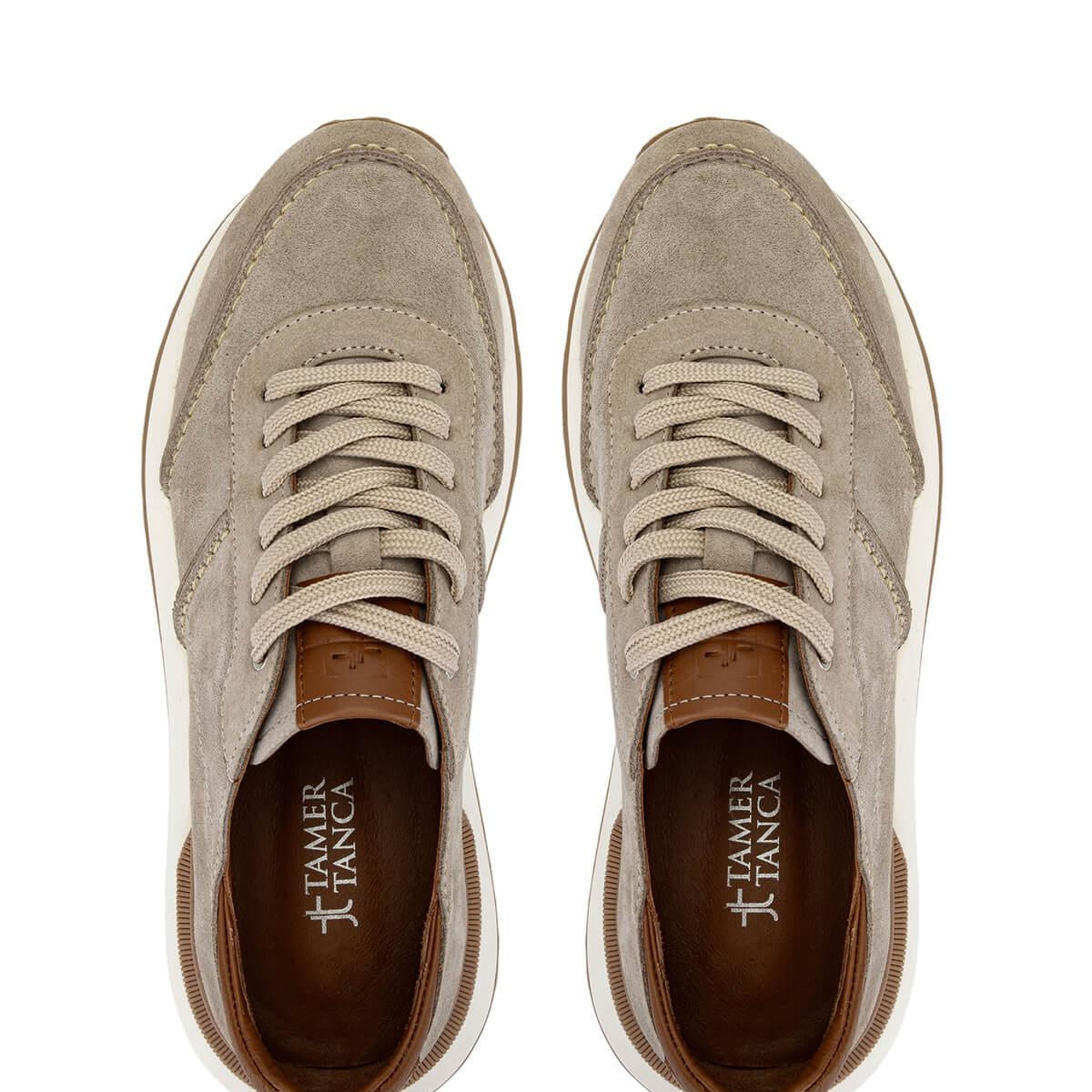 Tamer Tanca Erkek Hakiki Deri Bej Süet Sneakers & Spor Ayakkabı