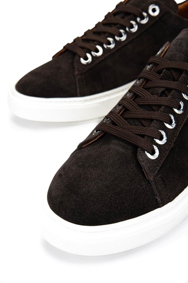  Tamer Tanca Erkek Hakiki Deri Kahverengi Süet Sneakers & Spor Ayakkabı