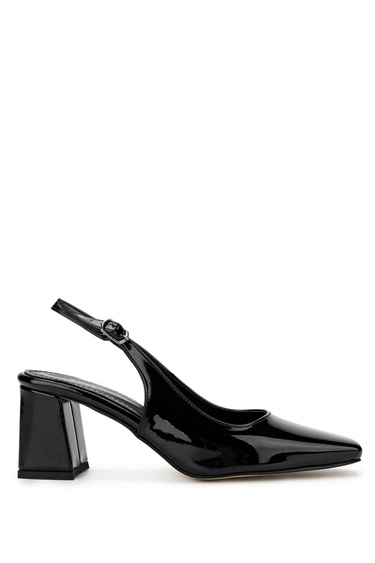  Tamer Tanca Kadın Vegan Siyah Rugan Topuklu Ayakkabı