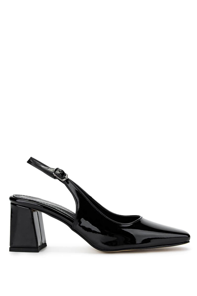  Tamer Tanca Kadın Vegan Siyah Rugan Topuklu Ayakkabı