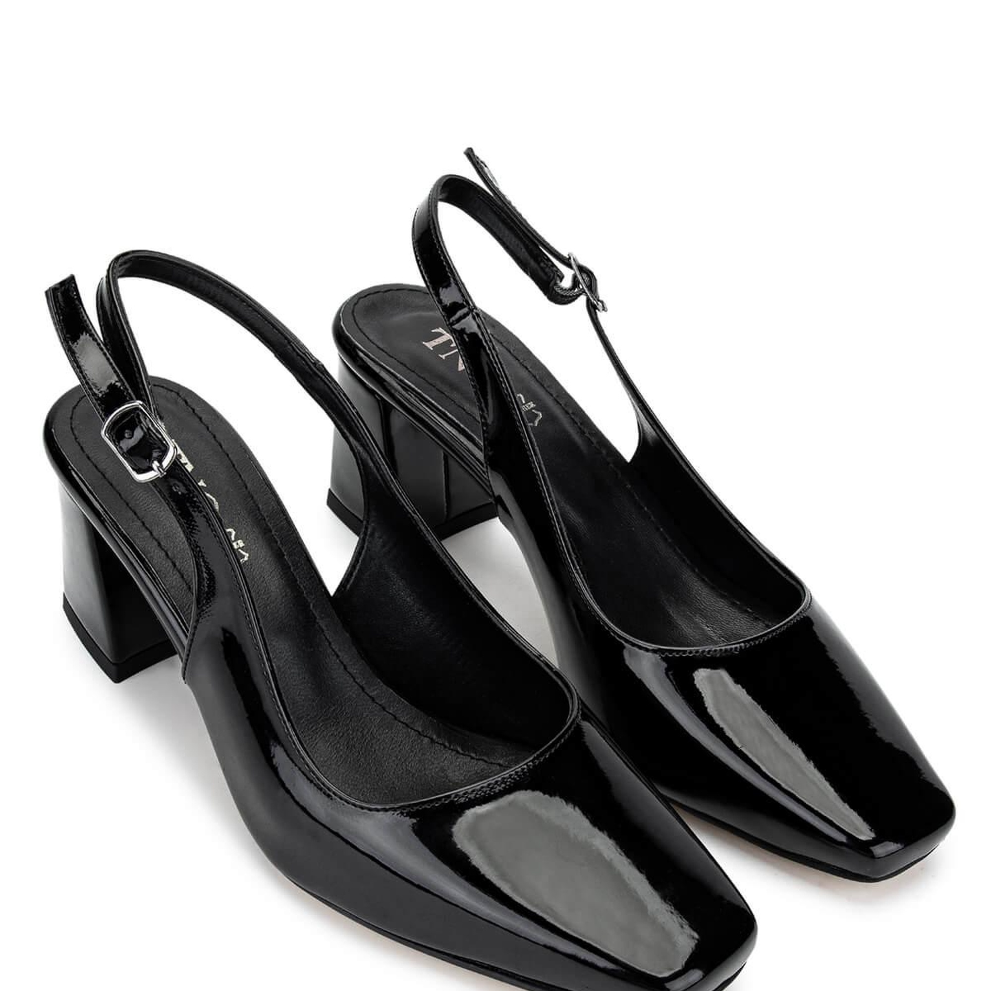 Tamer Tanca Kadın Vegan Siyah Rugan Topuklu Ayakkabı