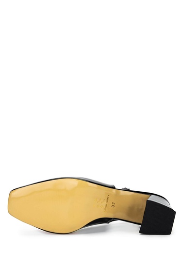  Tamer Tanca Kadın Vegan Siyah Rugan Topuklu Ayakkabı