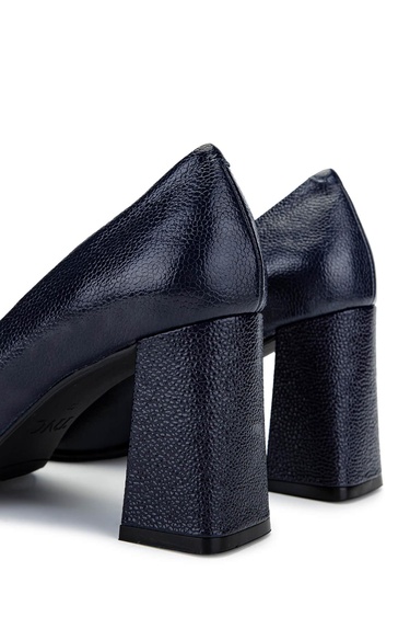  Tamer Tanca Kadın Hakiki Deri Lacivert Topuklu Ayakkabı