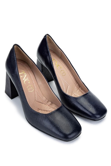  Tamer Tanca Kadın Hakiki Deri Lacivert Topuklu Ayakkabı