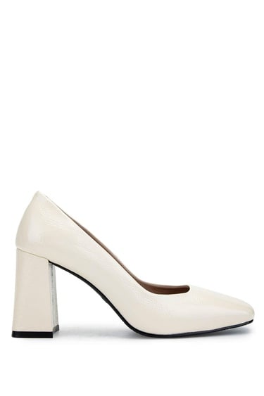  Tamer Tanca Kadın Hakiki Deri Bej Topuklu Ayakkabı