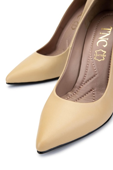  Tamer Tanca Kadın Hakiki Deri Açık Bej Topuklu Ayakkabı