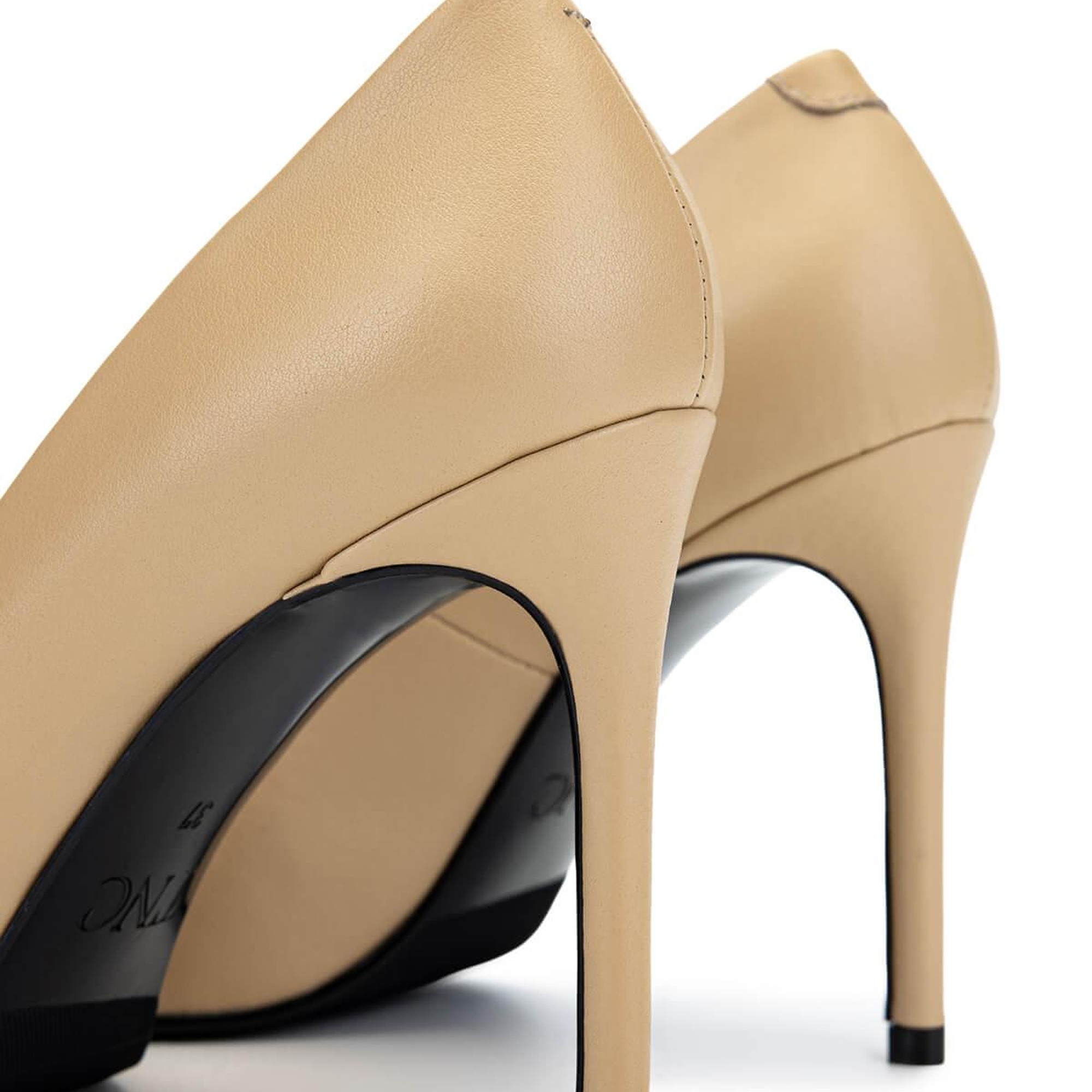 Tamer Tanca Kadın Hakiki Deri Açık Bej Topuklu Ayakkabı