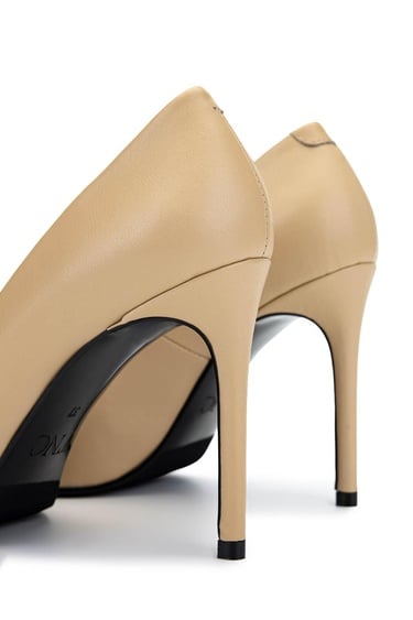  Tamer Tanca Kadın Hakiki Deri Açık Bej Topuklu Ayakkabı