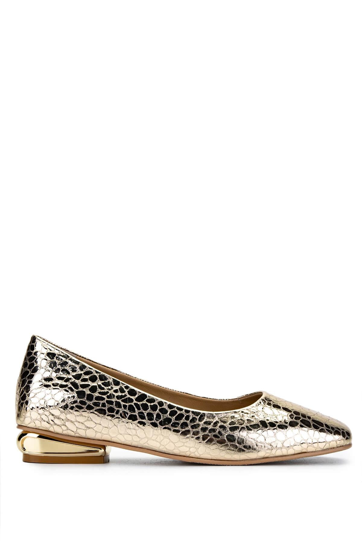  Tamer Tanca Kadın Hakiki Deri Gold Rugan Rugan Topuklu Ayakkabı