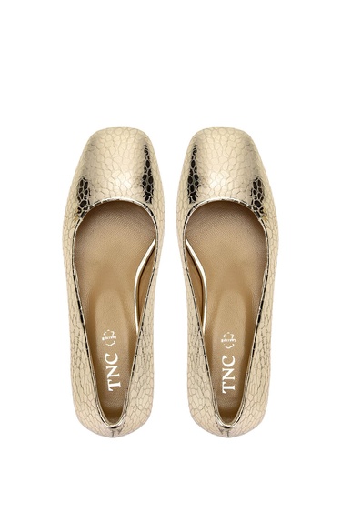  Tamer Tanca Kadın Hakiki Deri Gold Rugan Rugan Topuklu Ayakkabı