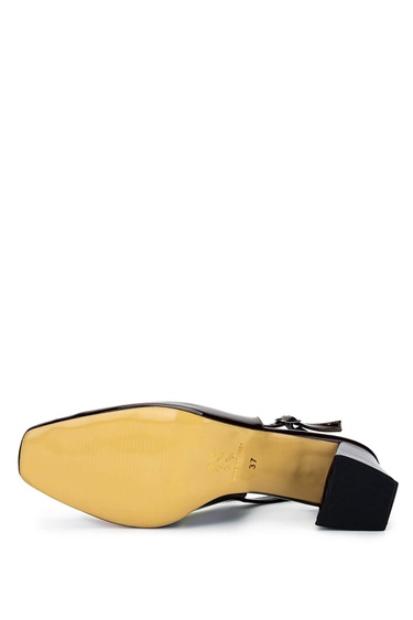  Tamer Tanca Kadın Vegan Kahverengi Rugan Topuklu Ayakkabı