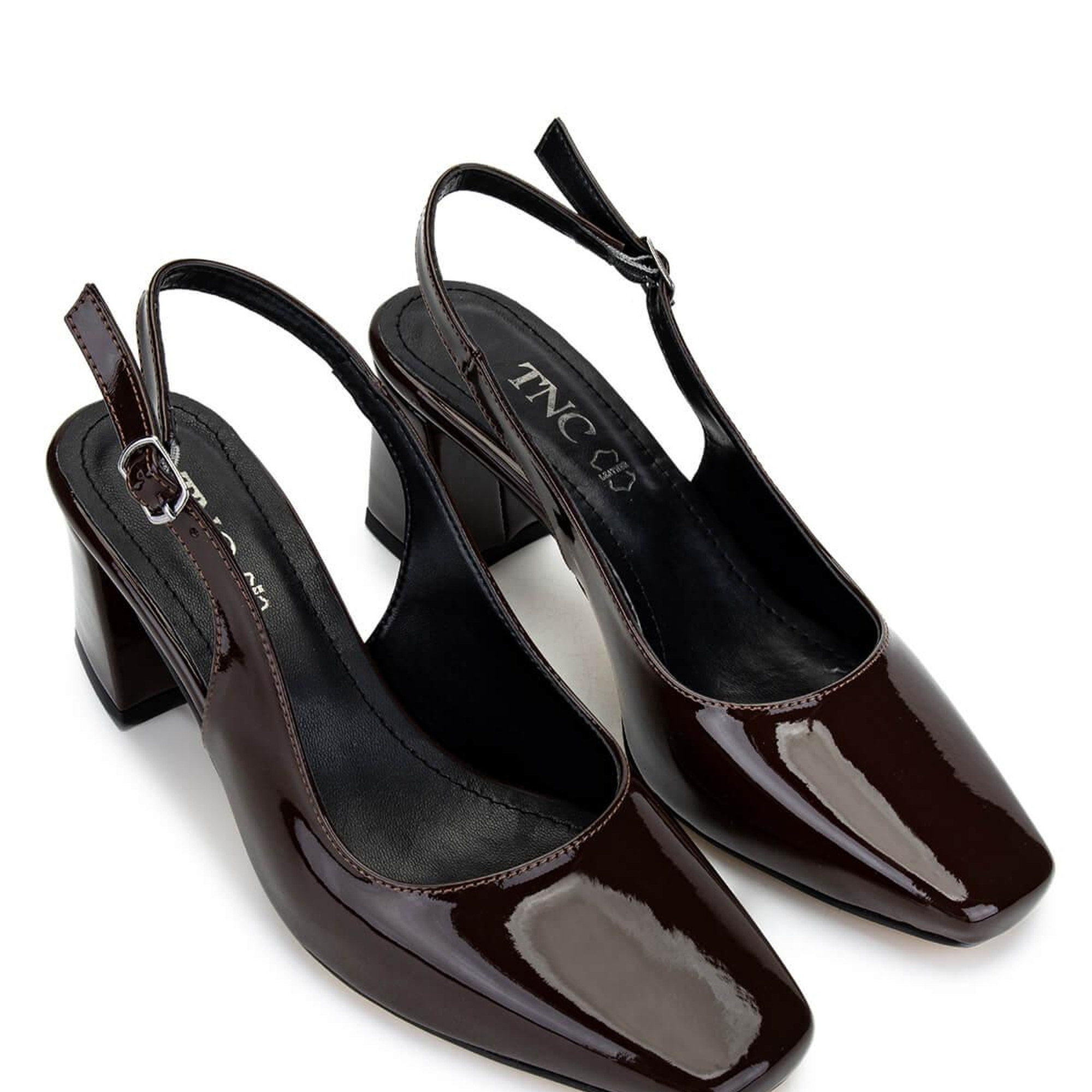 Tamer Tanca Kadın Vegan Kahverengi Rugan Topuklu Ayakkabı