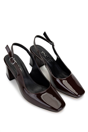  Tamer Tanca Kadın Vegan Kahverengi Rugan Topuklu Ayakkabı