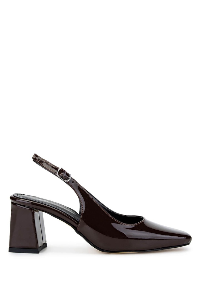  Tamer Tanca Kadın Vegan Kahverengi Rugan Topuklu Ayakkabı