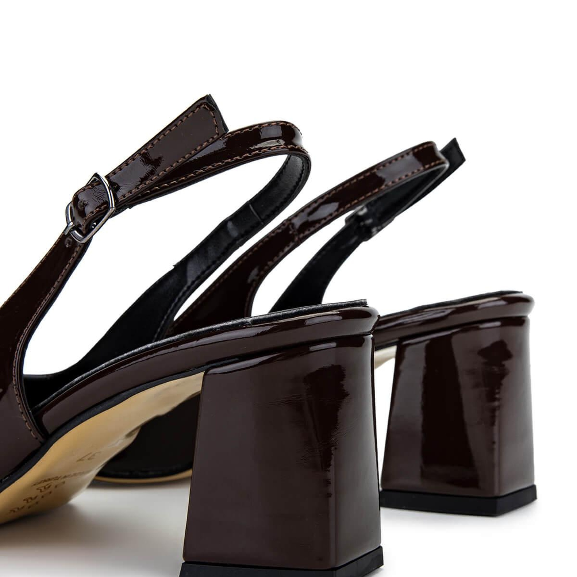 Tamer Tanca Kadın Vegan Kahverengi Rugan Topuklu Ayakkabı