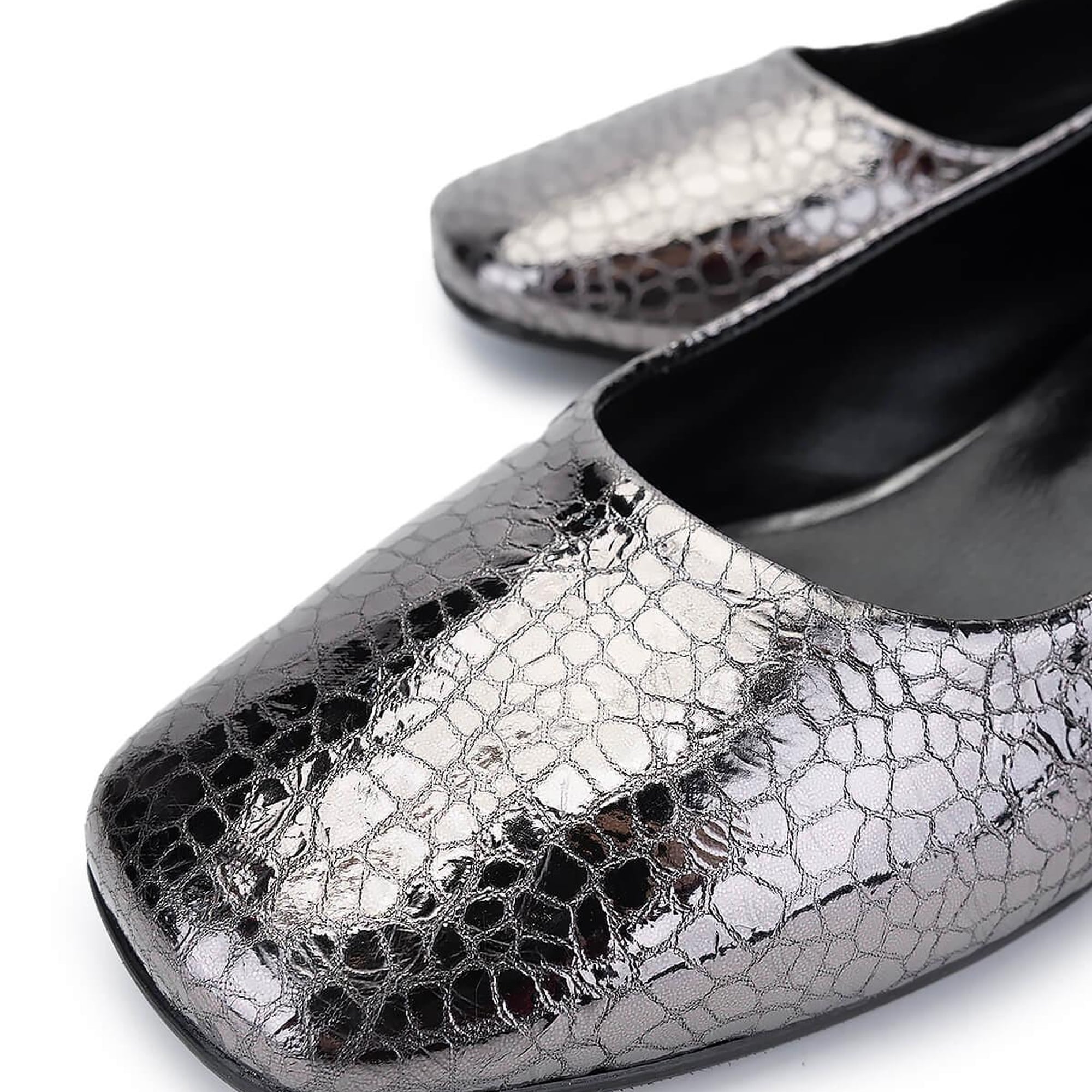 Tamer Tanca Kadın Hakiki Deri Antrasit Rugan Topuklu Ayakkabı