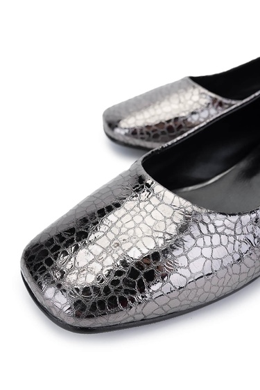  Tamer Tanca Kadın Hakiki Deri Antrasit Rugan Topuklu Ayakkabı