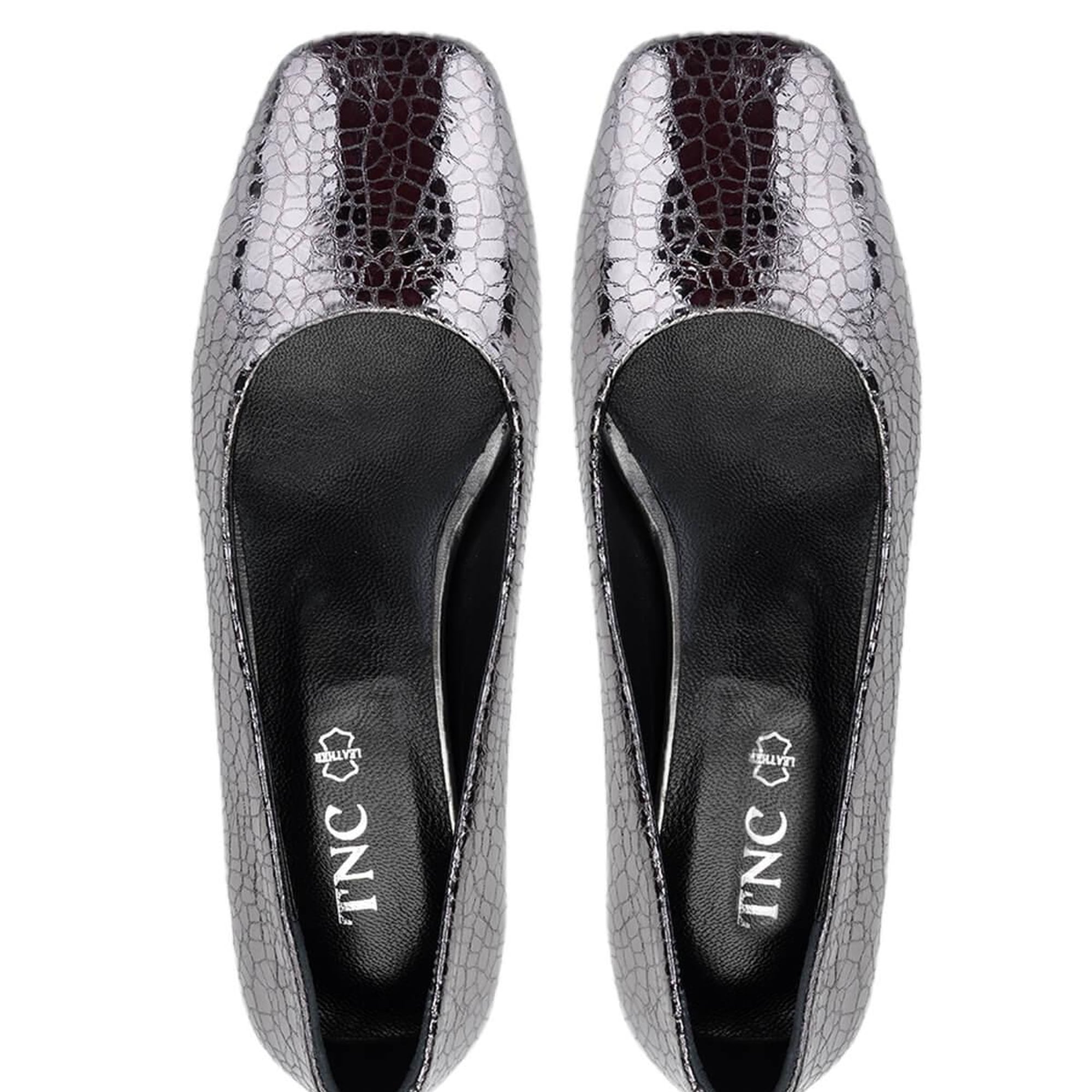 Tamer Tanca Kadın Hakiki Deri Antrasit Rugan Topuklu Ayakkabı