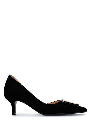  Tamer Tanca Kadın Hakiki Deri Siyah Süet Topuklu Ayakkabı