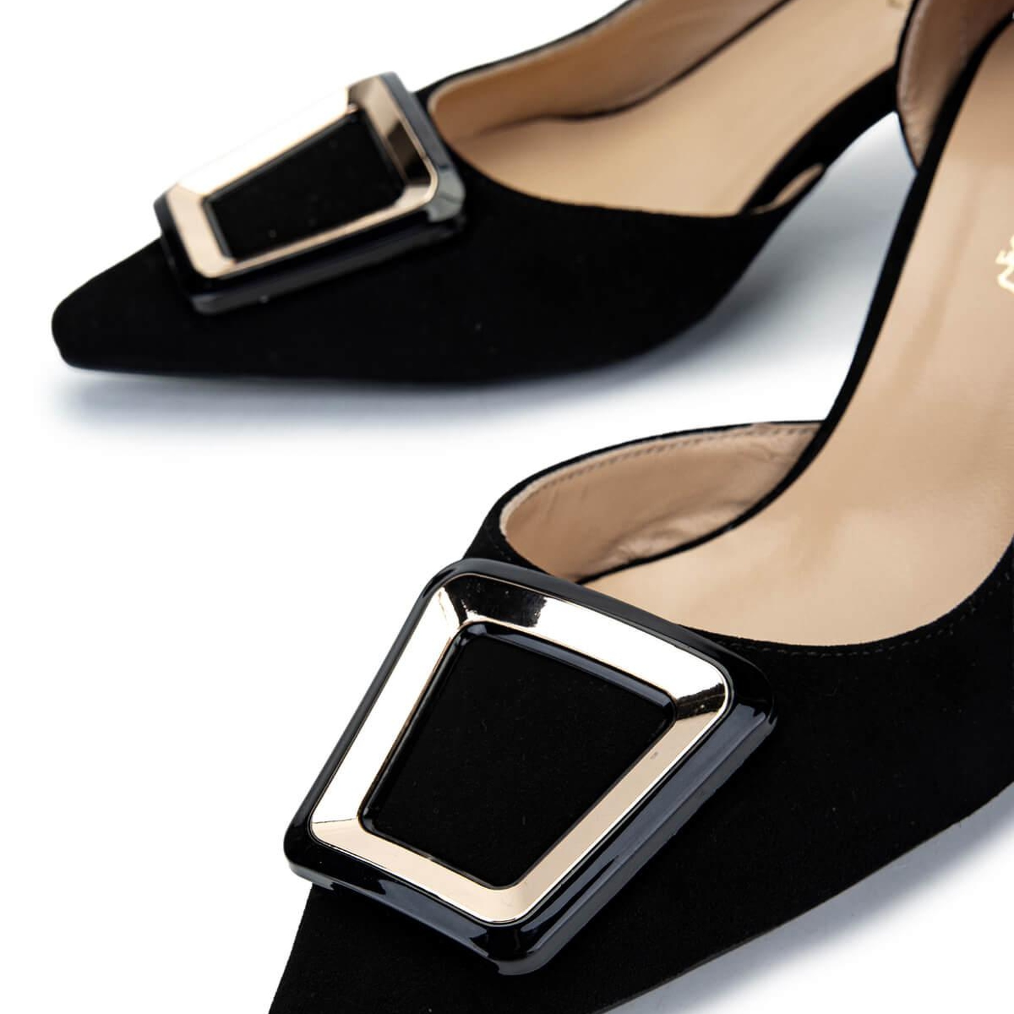 Tamer Tanca Kadın Hakiki Deri Siyah Süet Topuklu Ayakkabı