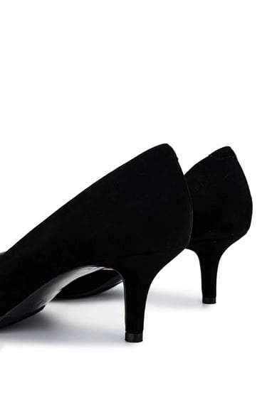  Tamer Tanca Kadın Hakiki Deri Siyah Süet Topuklu Ayakkabı