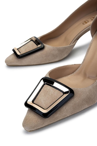  Tamer Tanca Kadın Hakiki Deri Taş Süet Topuklu Ayakkabı